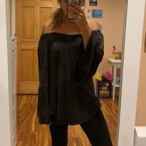 Off the shoulder black shirt